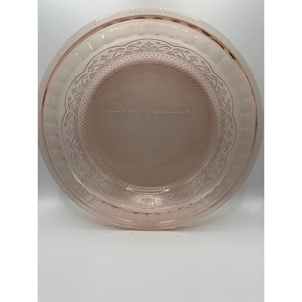 Anchor Hocking Pink Depression Glass Pie‎ Dish Coronation Pattern 9.25 Inch